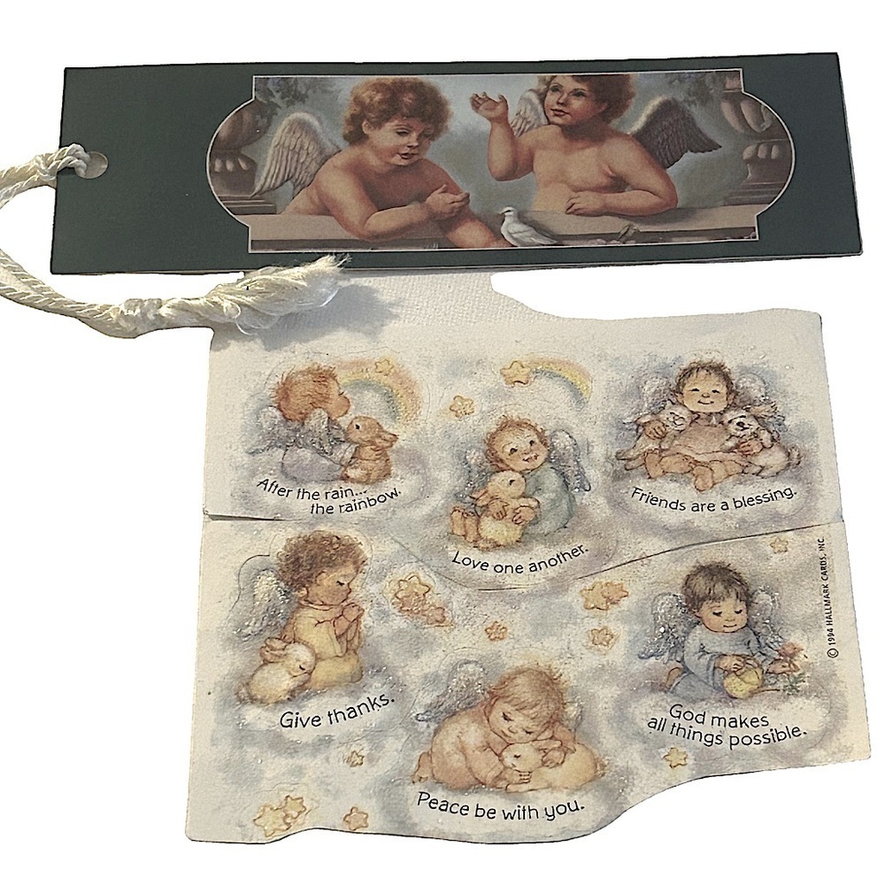 Vintage Judy Gibson Cherubs Bookmark & 1994 Cherub Stickers Collectible Set of 2